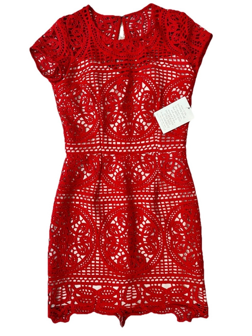 Boston Proper NWT Red Lace Mini Dress Sz 2 Crochet Wedding Cocktail Party
